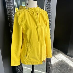 Free country Bright Yellow Hooded Rain Jacket Small